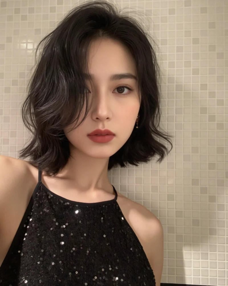 tóc xoăn lơi ngang vai