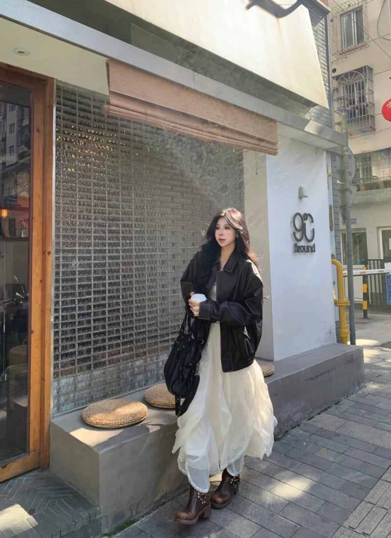 phối đồ với chân váy dài