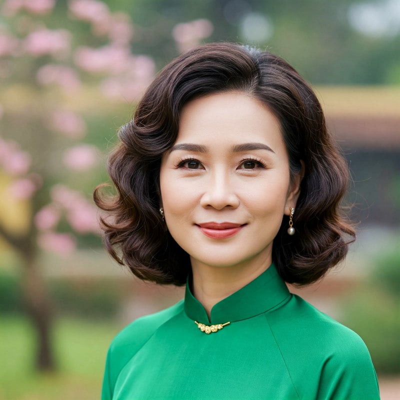 tóc uốn ngang vai trung niên