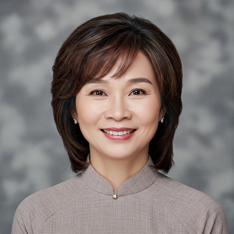 tóc uốn ngang vai trung niên