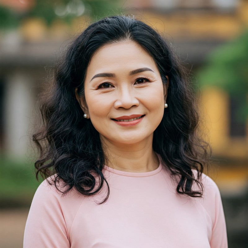 tóc uốn ngang vai trung niên