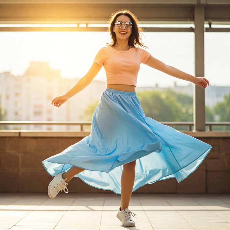 áo croptop với chân váy xòe