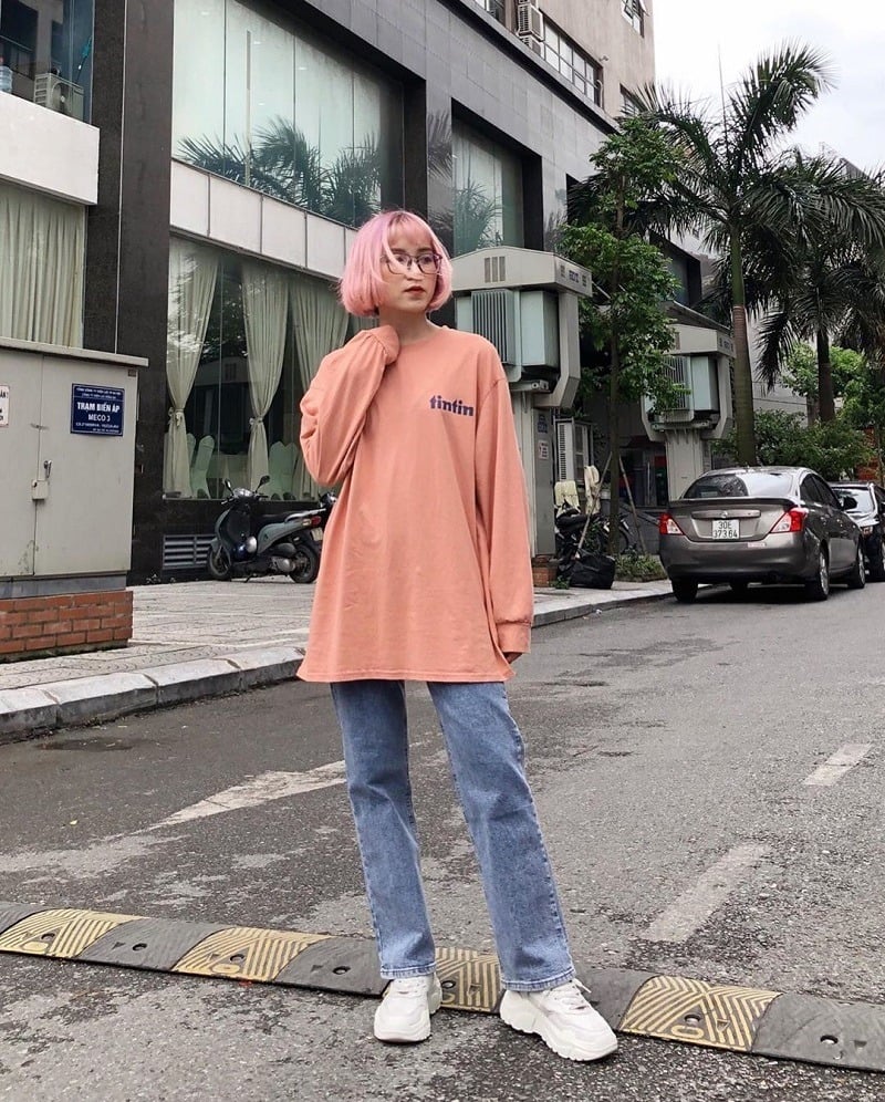 phối đồ với áo oversize nữ