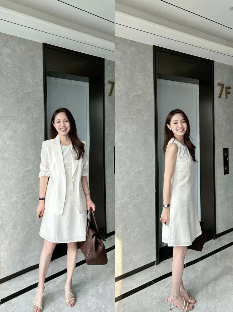 cách phối đầm với blazer