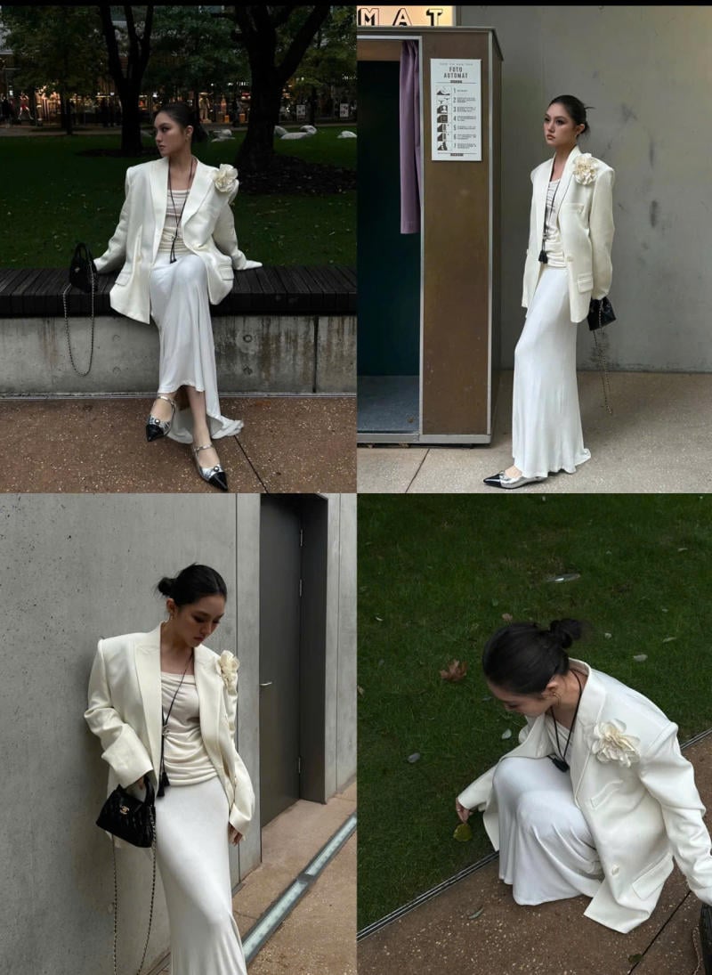 Ton-sur-ton Blazer và Đầm ôm dài