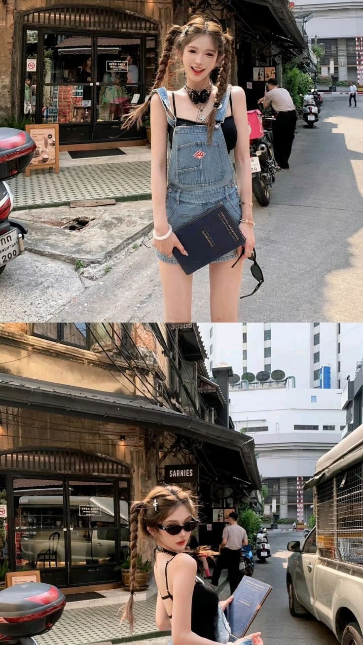 Kết Hợp Áo 2 Dây Croptop Cùng Đầm Yếm hoặc Yếm Váy (Layering Over)