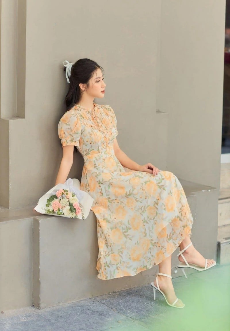 sét áo ngắn tay cổ tròn kèm chân váy dài sang chảnh dễ thương phù hợp đi  chơi đi tiệc | Shopee Việt Nam