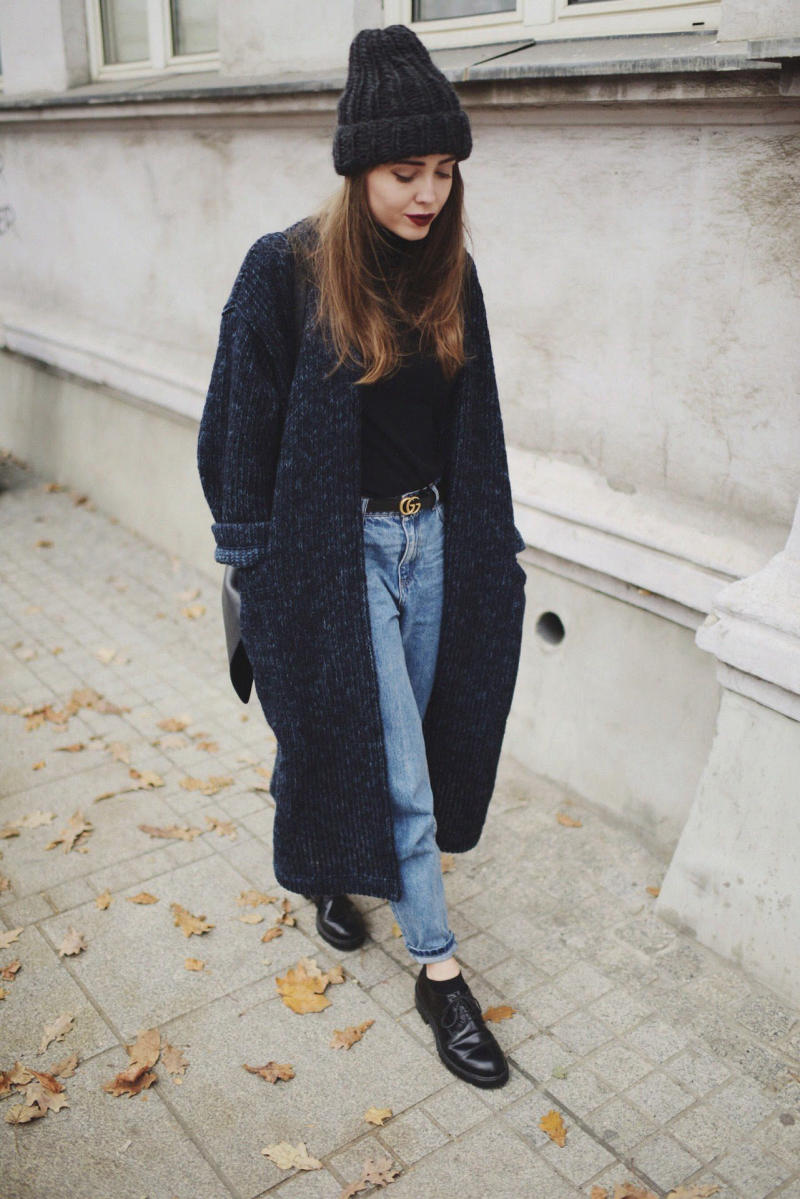 Áo khoác cardigan dáng dài mix quần jean