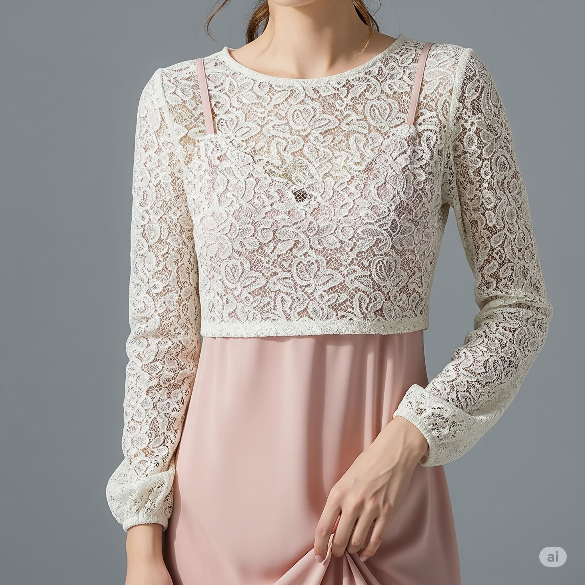 Mặc áo croptop tay dài ra ngoài Đầm Slip