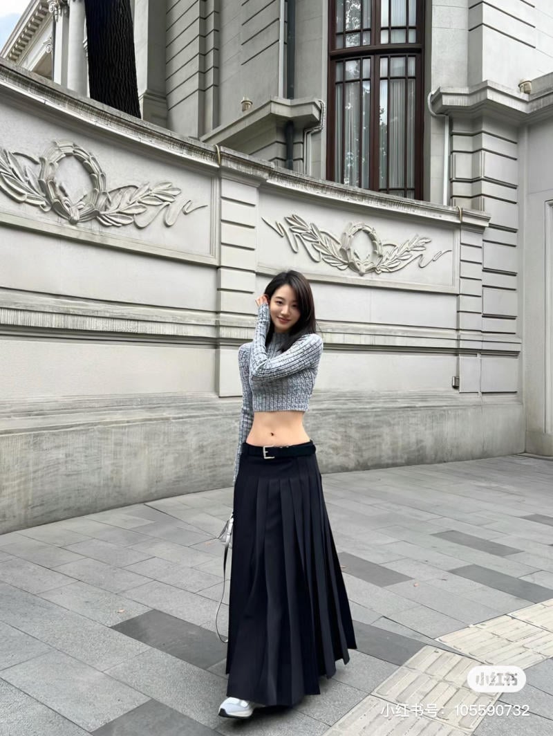 phối đồ với áo croptop tay dài