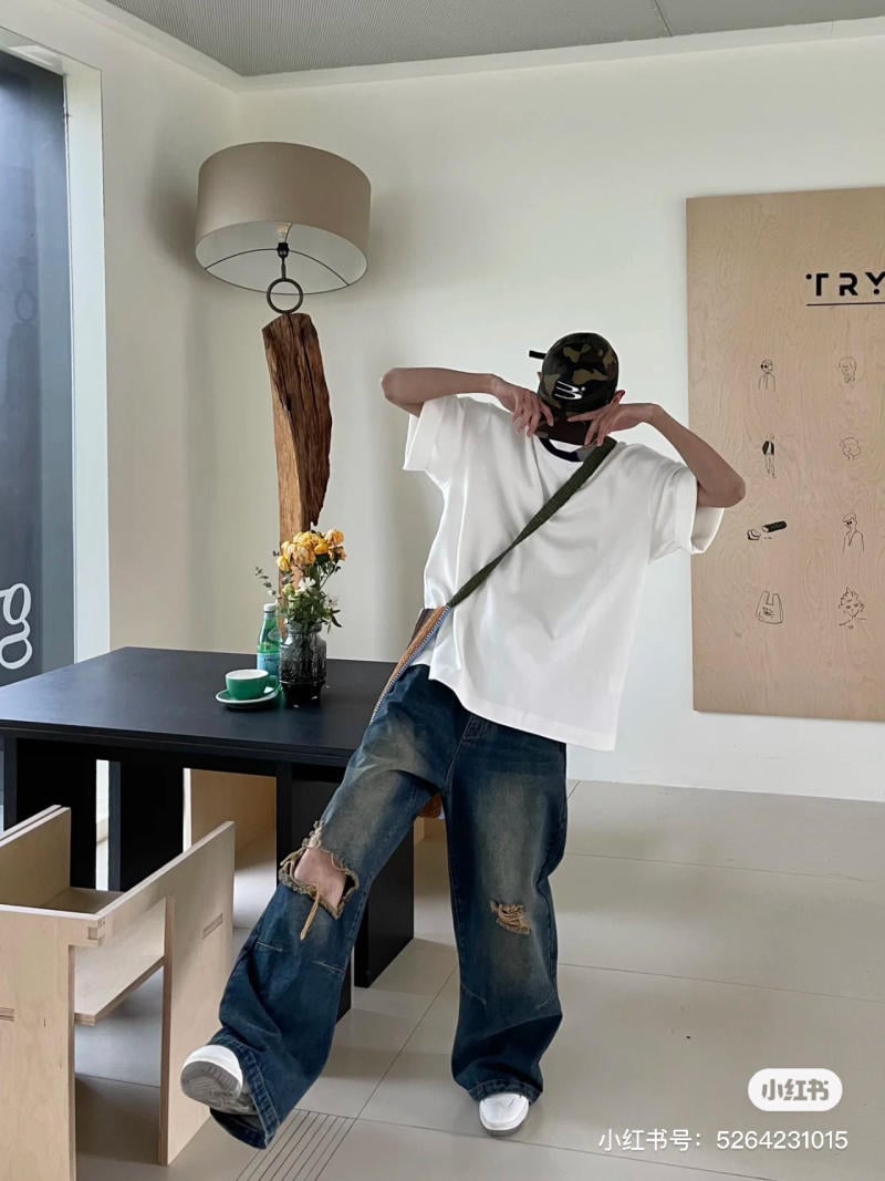 phối đồ với áo oversize nam