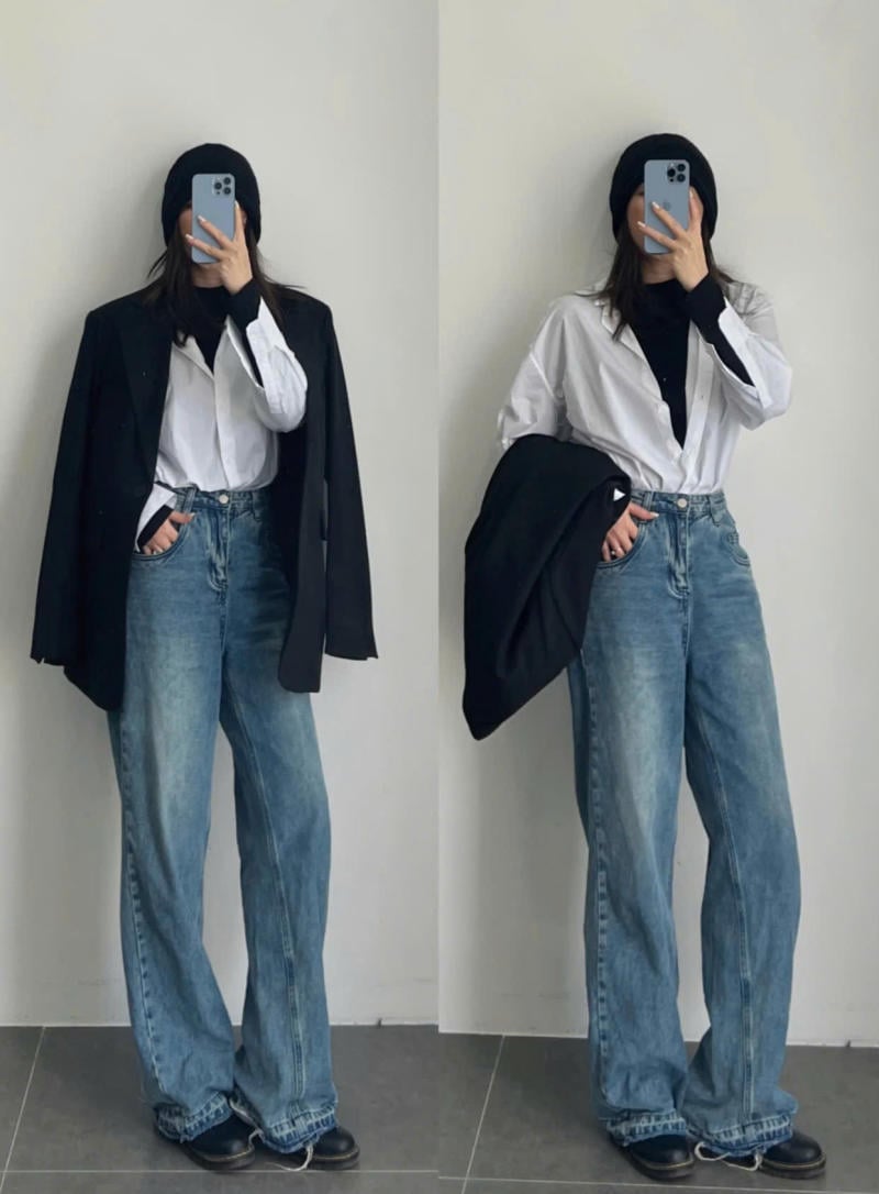 Phối áo sơ mi trắng nữ cùng áo blazer