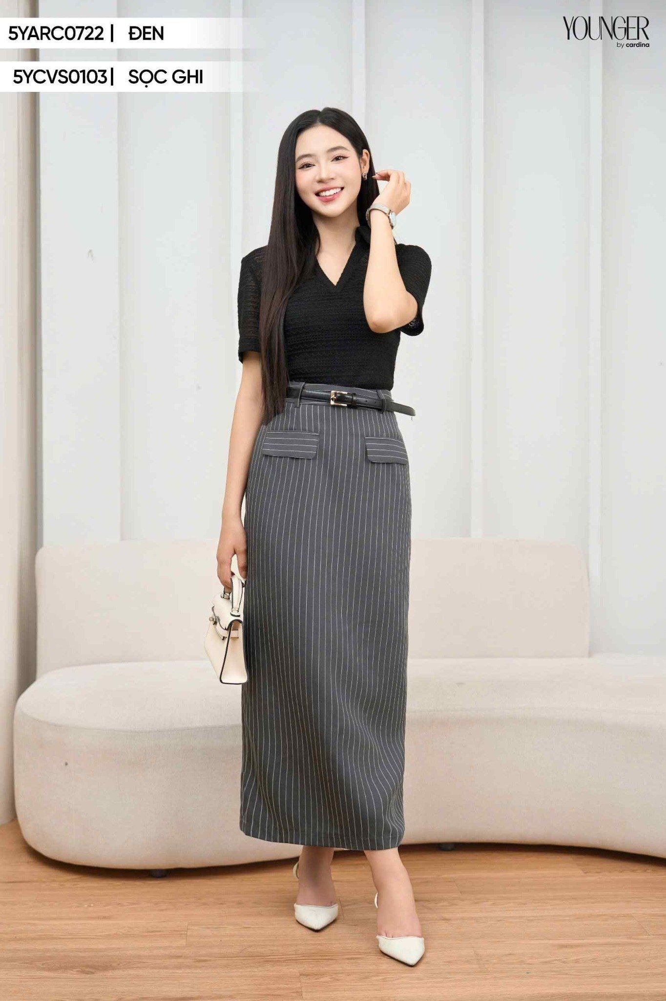 phối đồ với chân váy dài