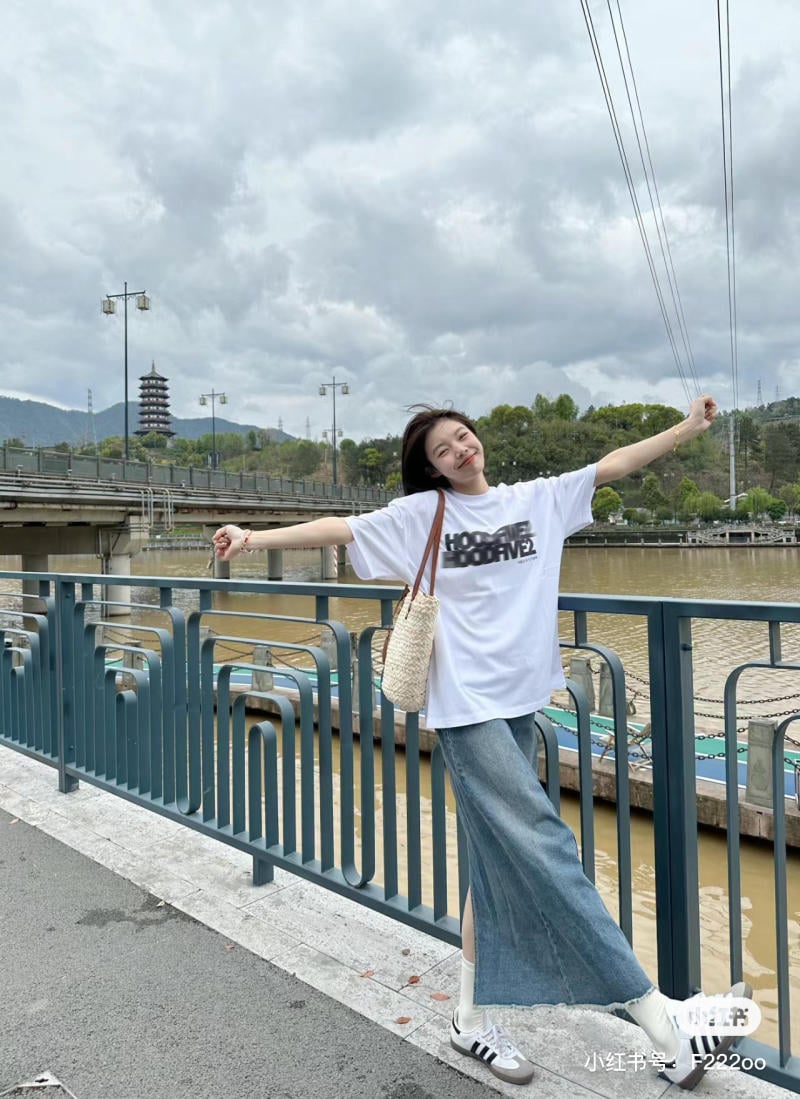 Chân Váy Jeans Dài Cạp Cao Xẻ Gấu Phong Cách Ulzzang | Shopee Việt Nam