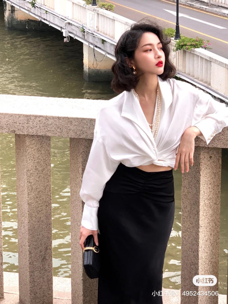 mẫu áo sơ mi buộc vạt đẹp