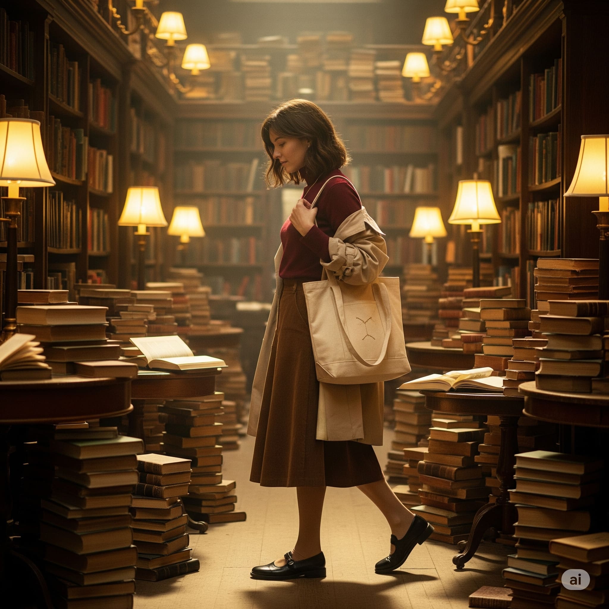 Áo cổ lọ và Chân váy chữ A