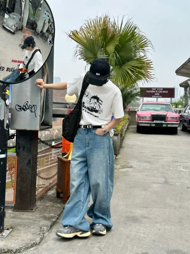 cách phối quần jean ống rộng nam