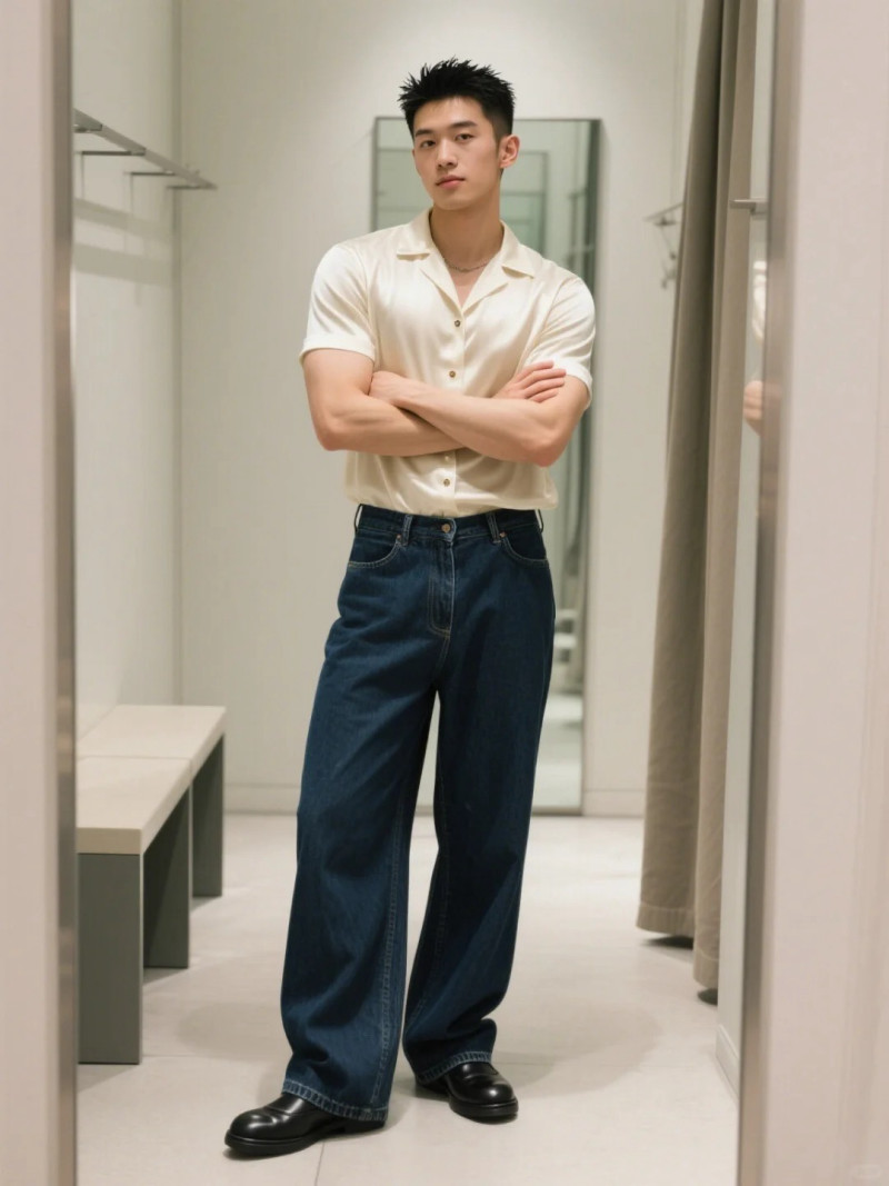 cách phối quần jean ống rộng nam