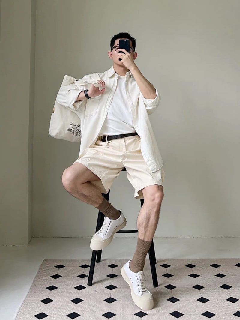 quần short trắng nam