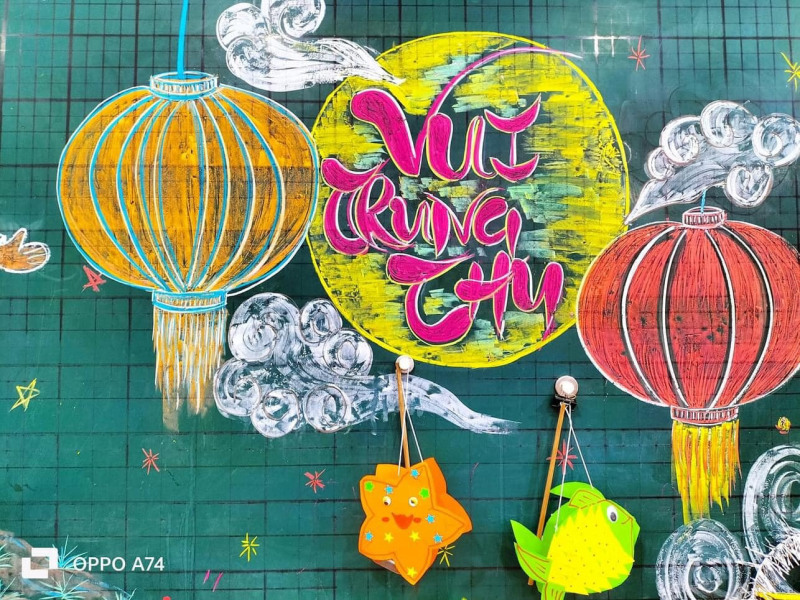 trang trí bảng trung thu