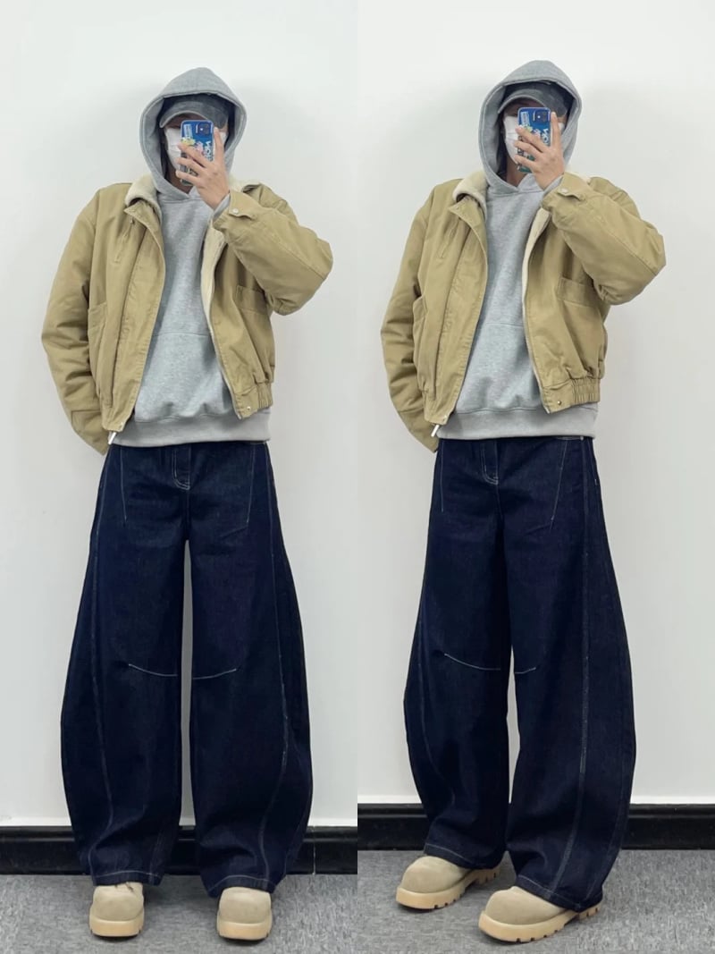 quần jean ống rộng phối với áo hoodie