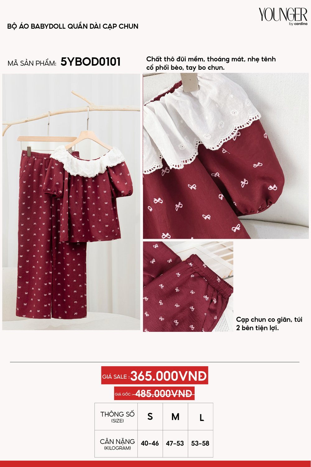 Bộ áo babydoll quần dài cạp chun