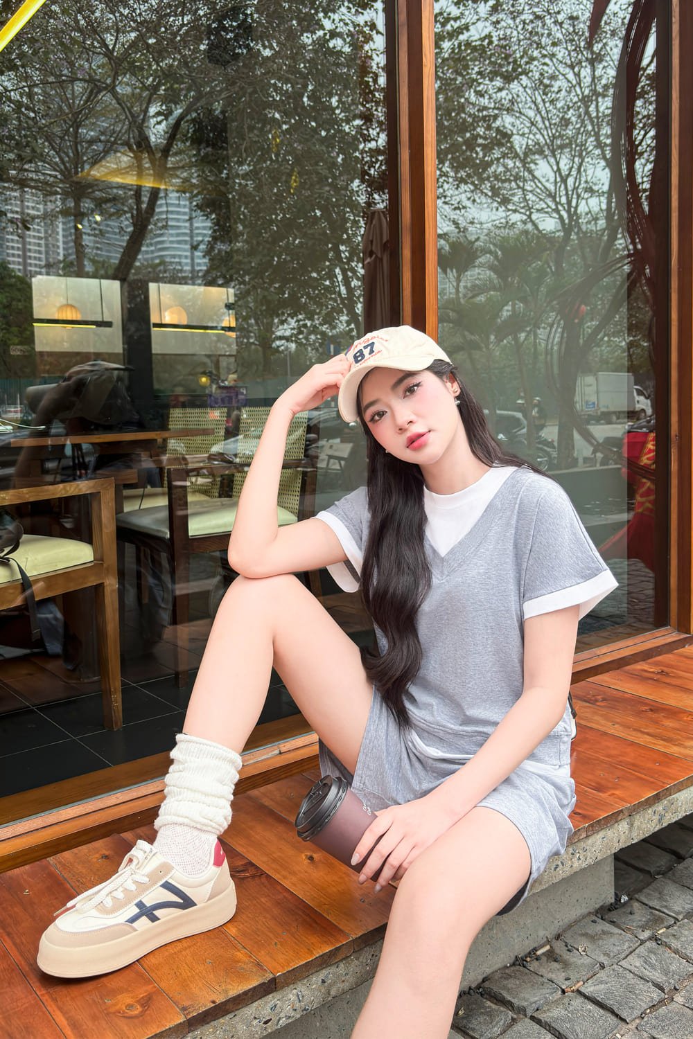 Bộ đùi nữ chất liệu cotton phối màu trẻ trung, cá tính