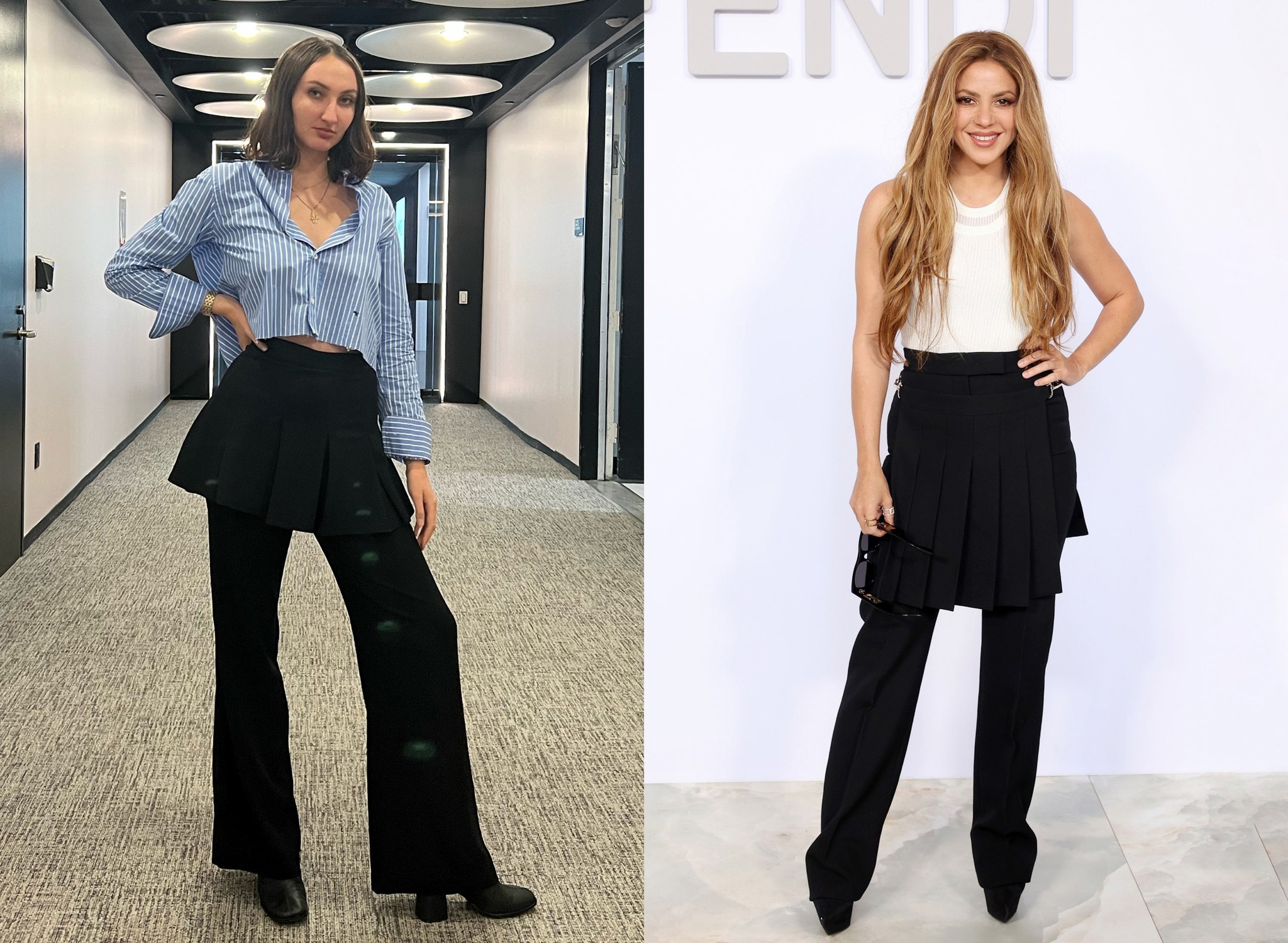 Skirts-over-pants cho mọi dáng người