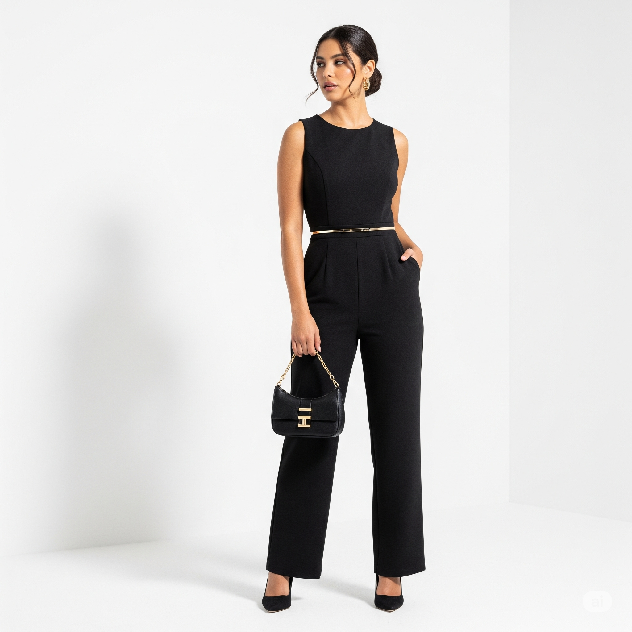 Hiện đại, tối giản cùng Jumpsuit và Thắt lưng bản nhỏ đơn sắc