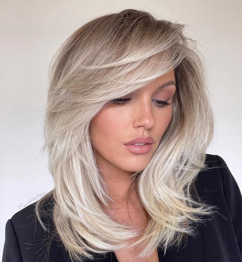 Tóc layer medium length nhuộm ombre/balayage
