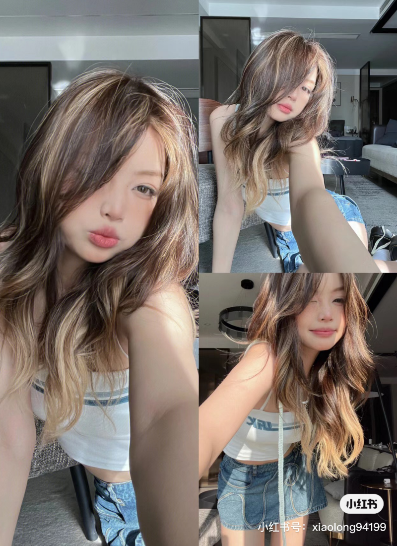kiểu tóc highlight nâu