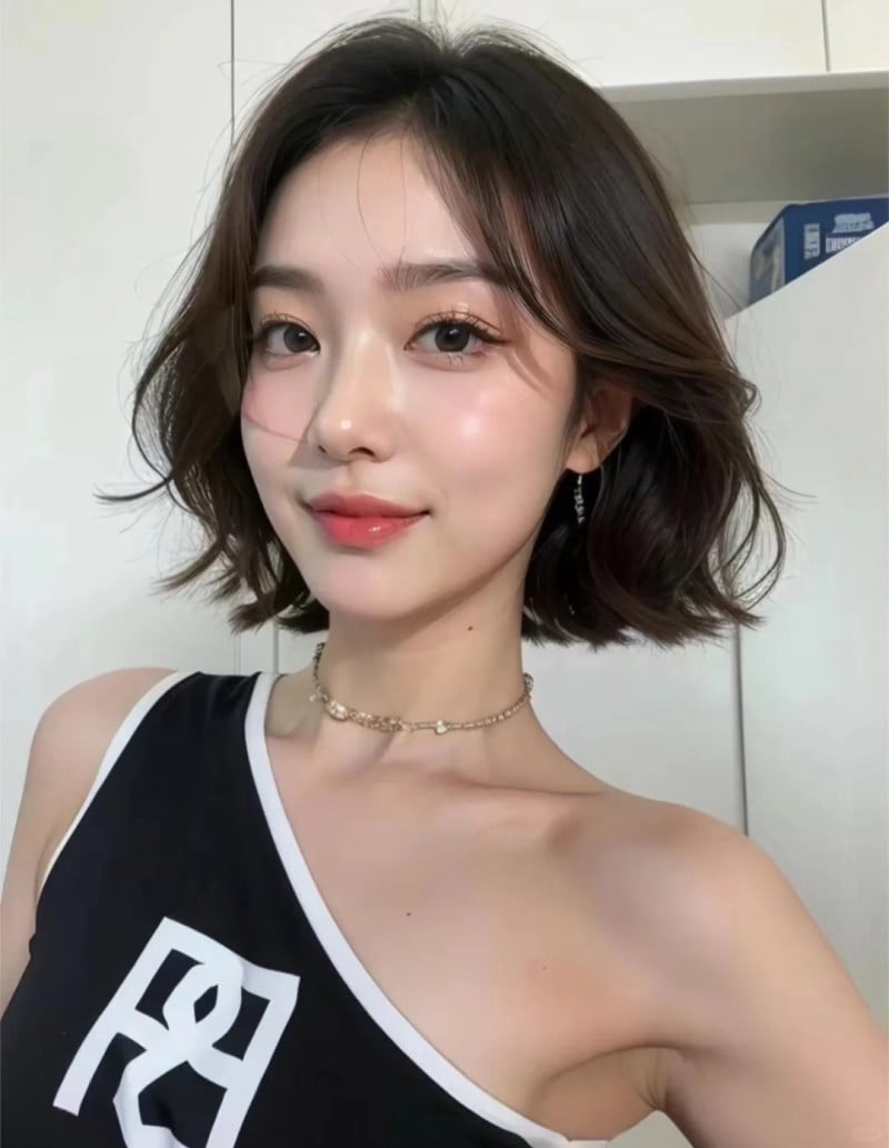 kiểu tóc ngắn uốn cúp đuôi