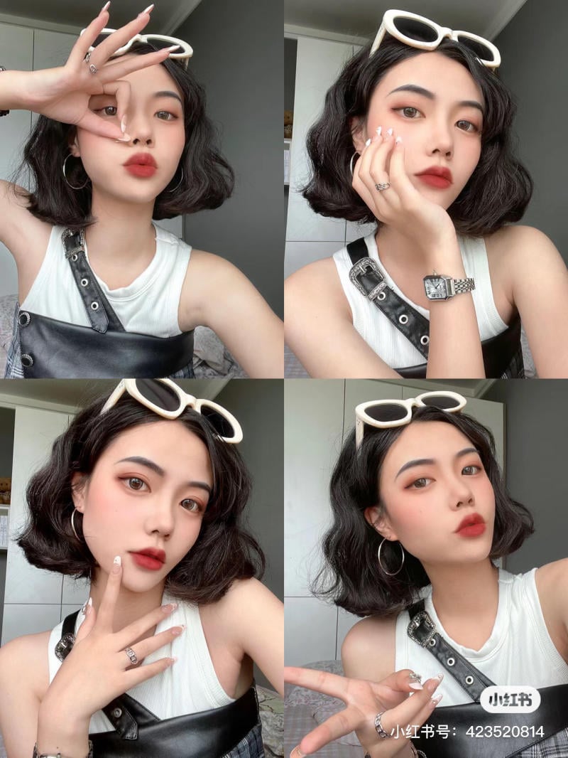 mẫu tóc uốn ngắn