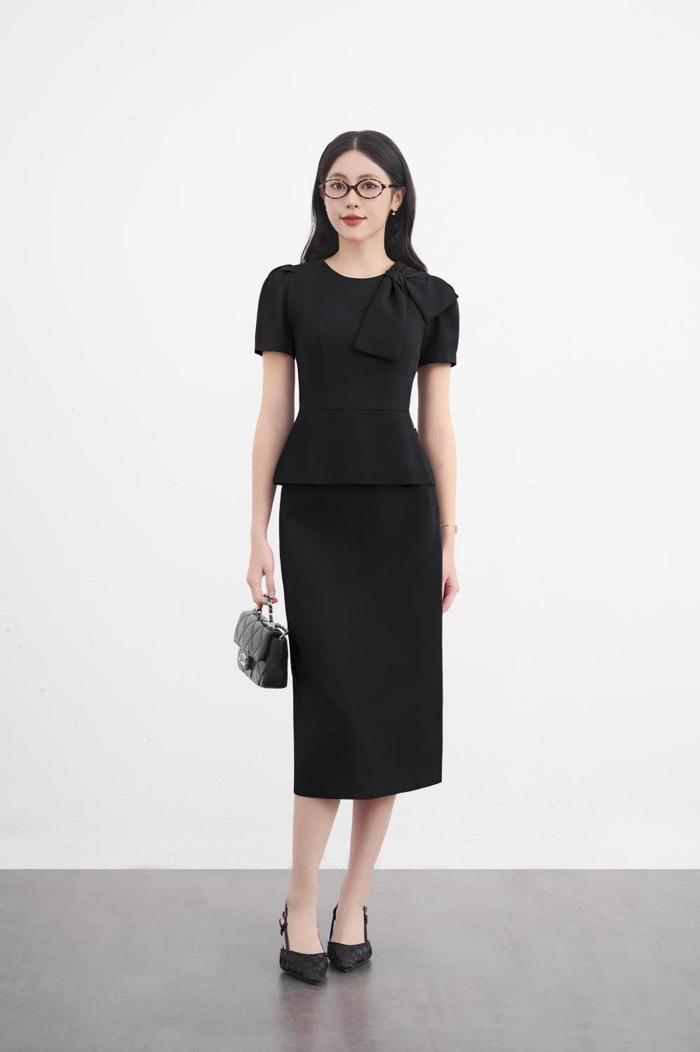 Áo đầm peplum nhún eo điệu đà