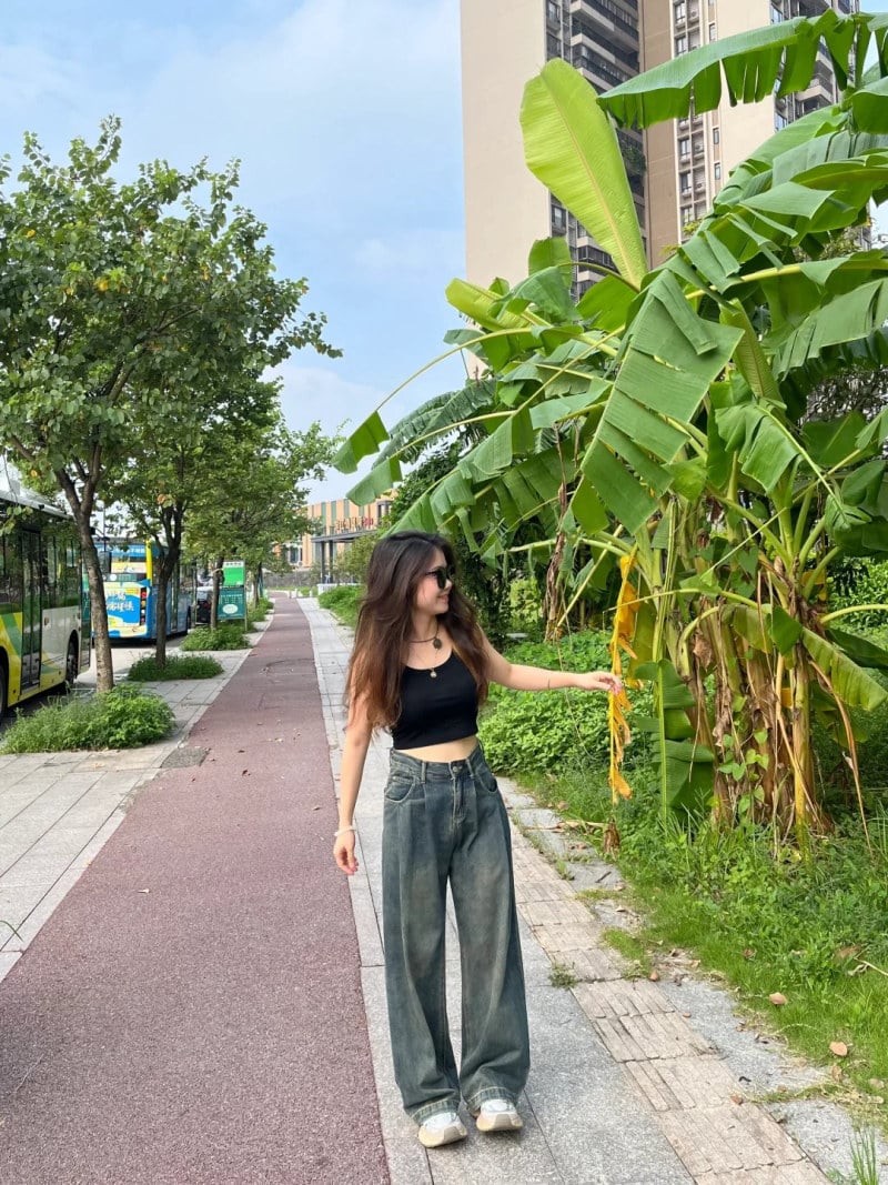 cách phối quần baggy cho người lùn