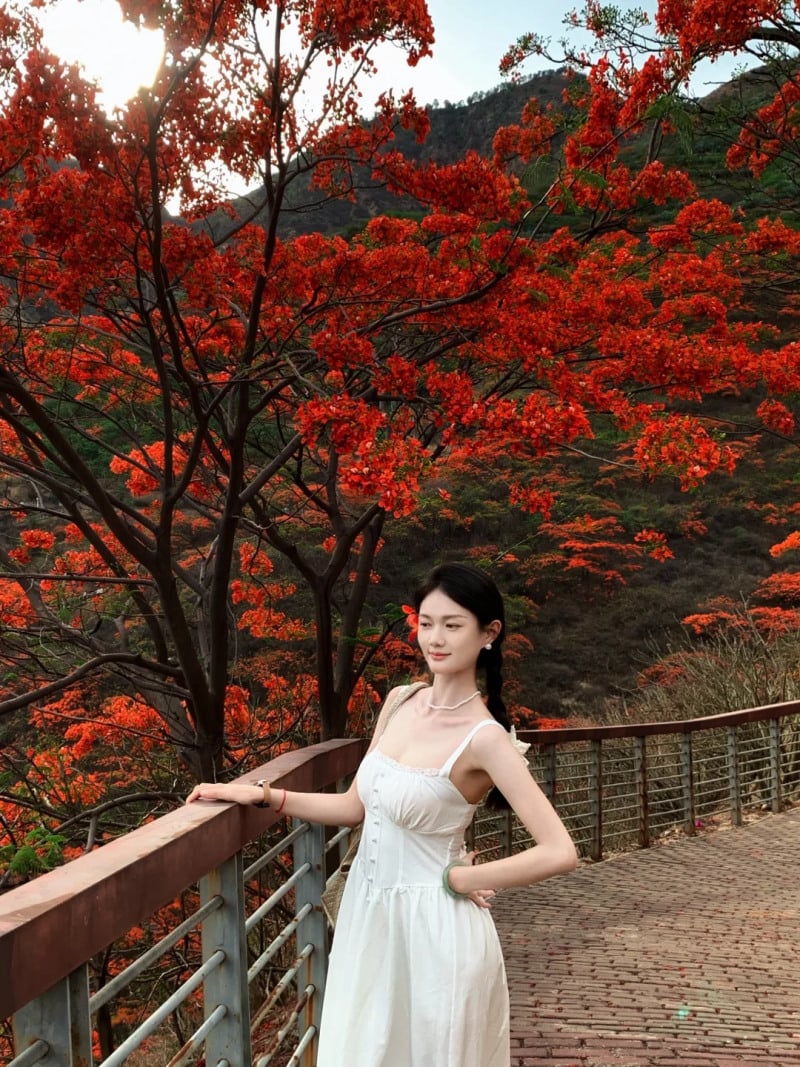 cách tạo dáng chụp ảnh cùng hoa phượng