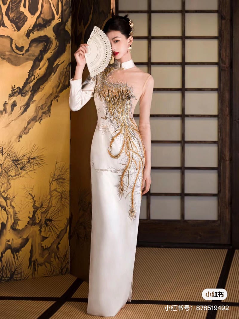 Váy dạ hội dài cổ chữ V có dây đeo bằng vàng Sequin độc đáo - Lunss