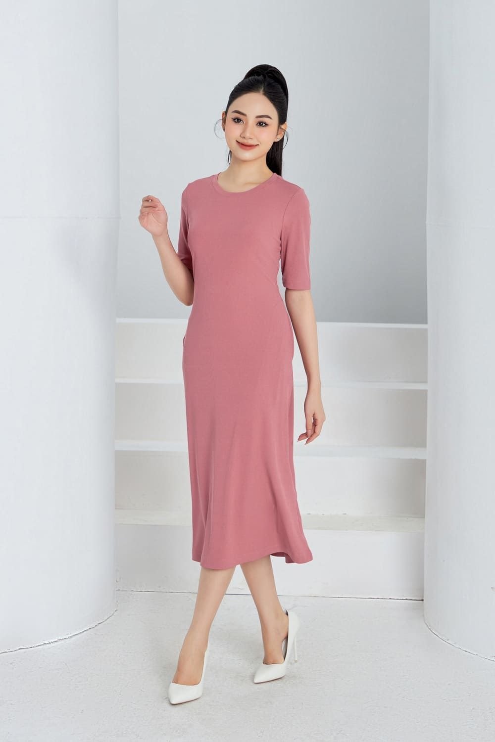 Váy liền thân màu hè 2019 lưới đỏ Hàn Quốc đơn nữ cổ vuông vuông ngực ngắn  tay váy suông - A-Line Váy váy suông chữ a cho người béo | Tàu
