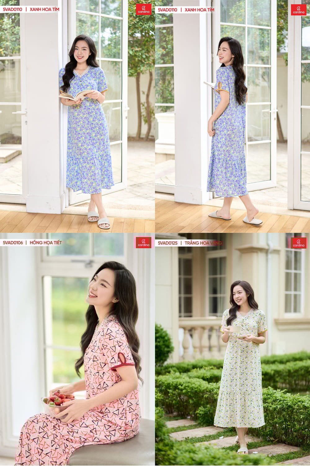 Đầm lanh cổ tim dáng A đuôi cá