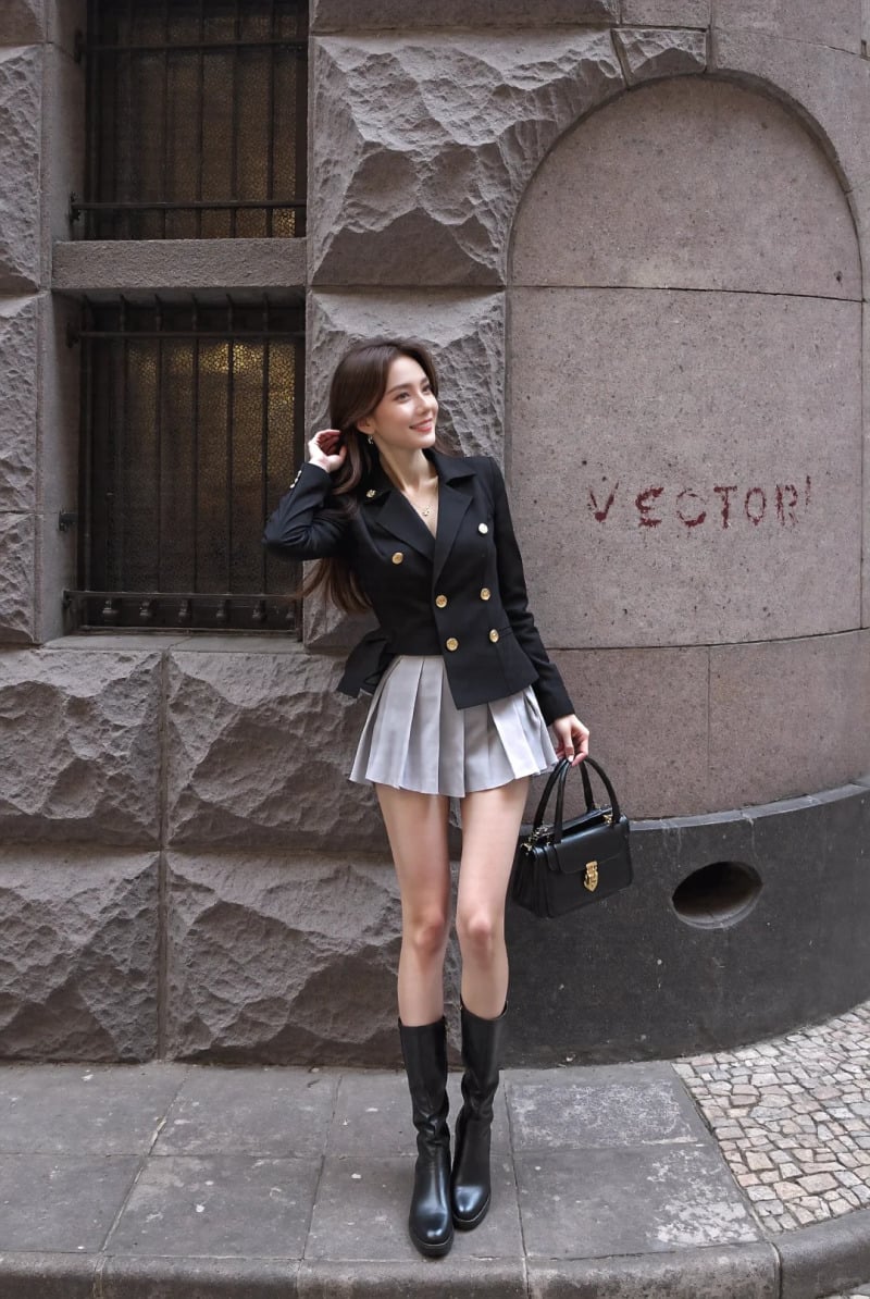 chân váy xếp ly