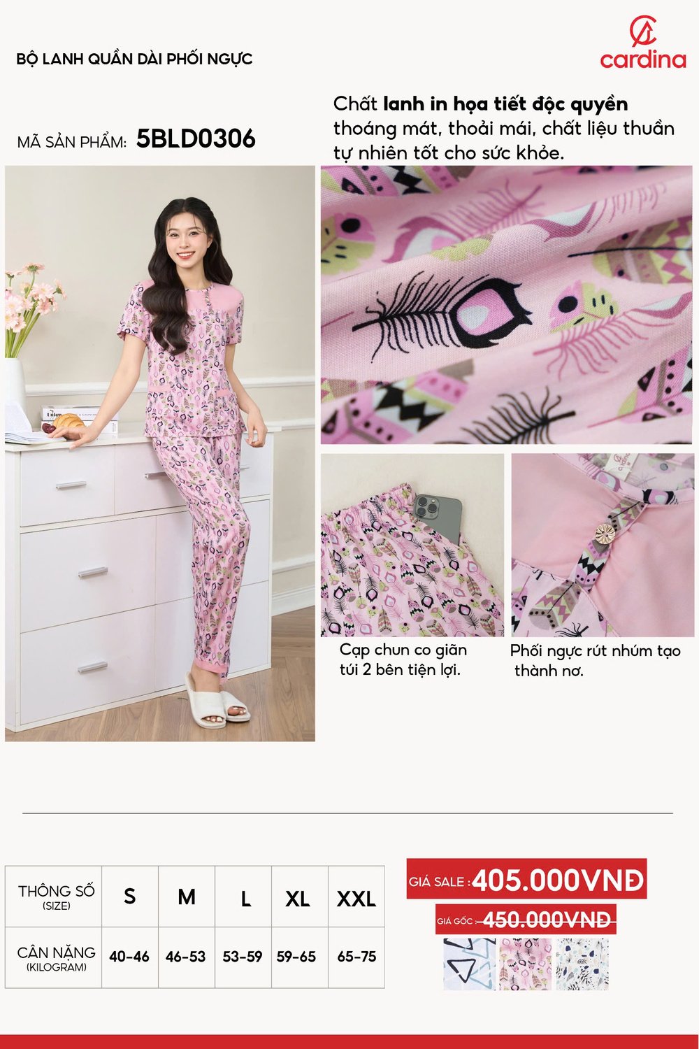 Bộ lanh quần dài phối ngực
