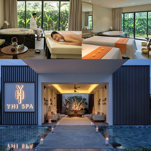 phòng spa với cô gái đang nằm trên giường thư giãn