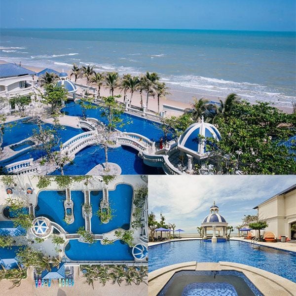 hồ bơi ngoài trời tại resort bên bãi biển