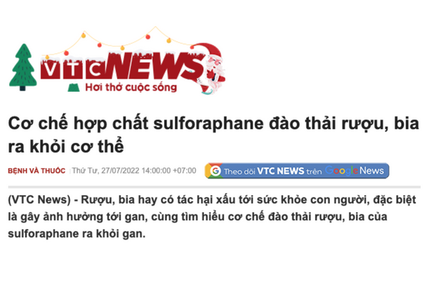 Cơ chế hợp chất sulforaphane đào thải rượu, bia ra khỏi cơ thể