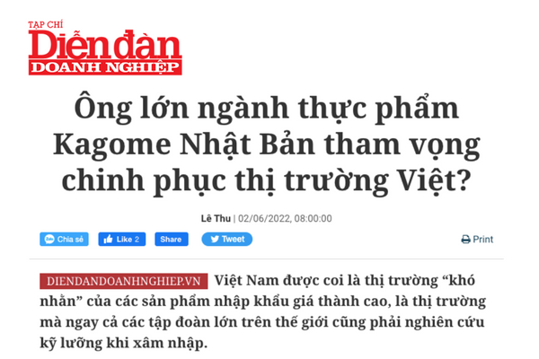 Ông lớn ngành thực phẩm Kagome Nhật Bản tham vọng chinh phục thị trường Việt?