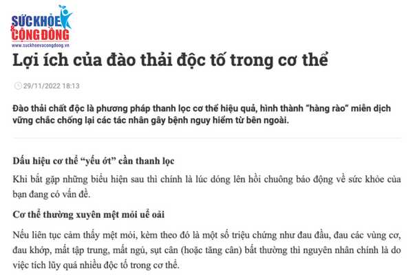 Lợi ích của đào thải độc tố trong cơ thể