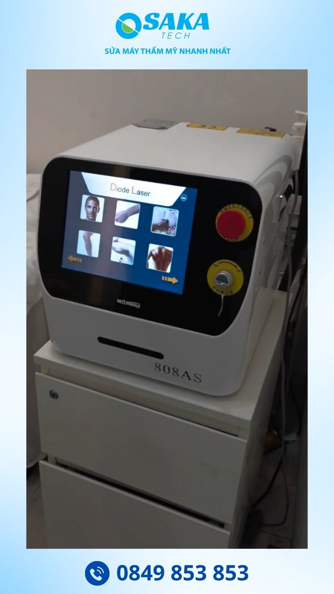 Sửa Máy Triệt Lông Diode Laser 808AS Lỗi Loạn Cảm Ứng