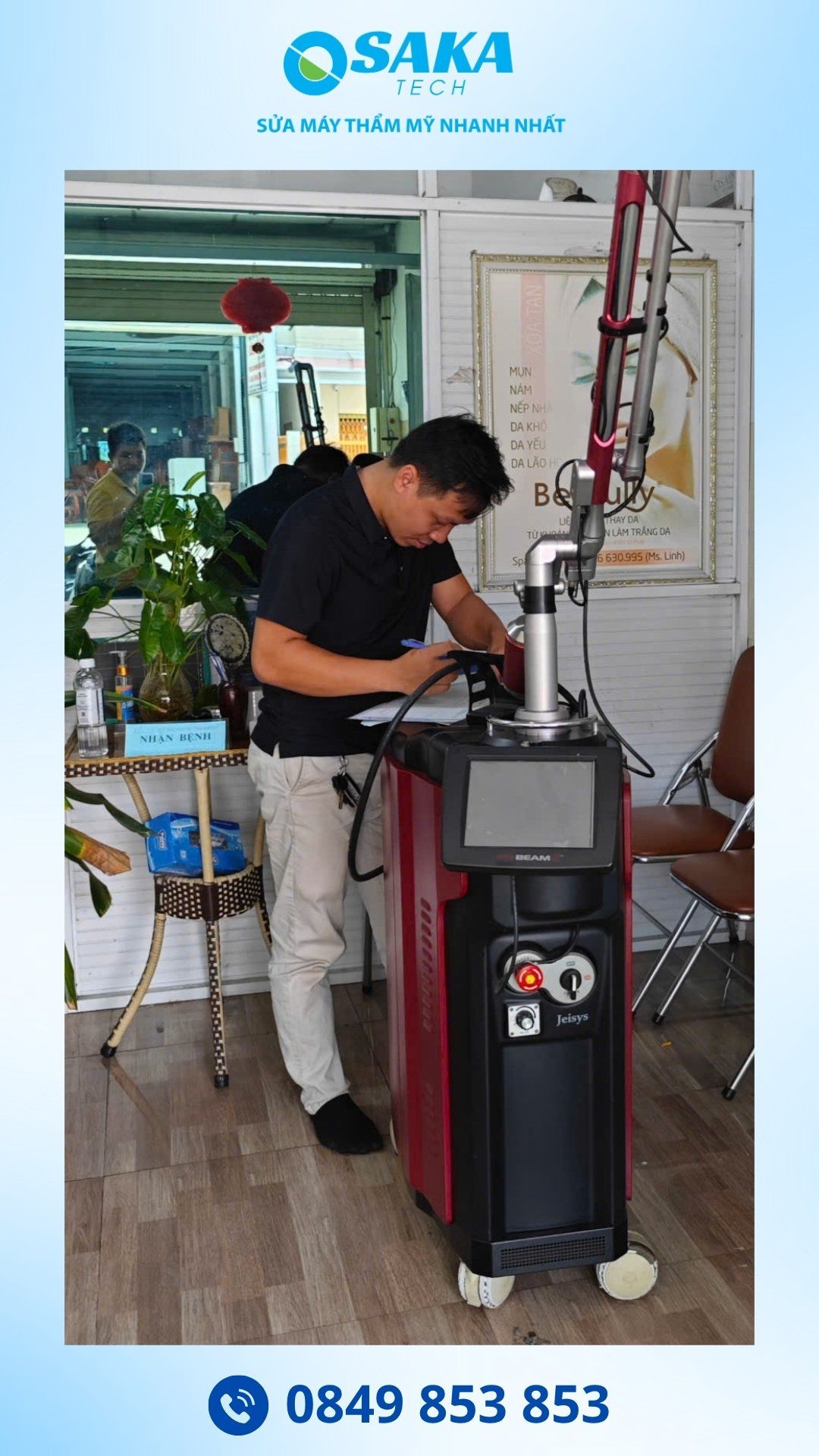 Sửa Máy Laser Trị Nám Tri-Beam Jeisys Báo Lỗi Nước E67 - Water Cycle Error Tại Bến Tre