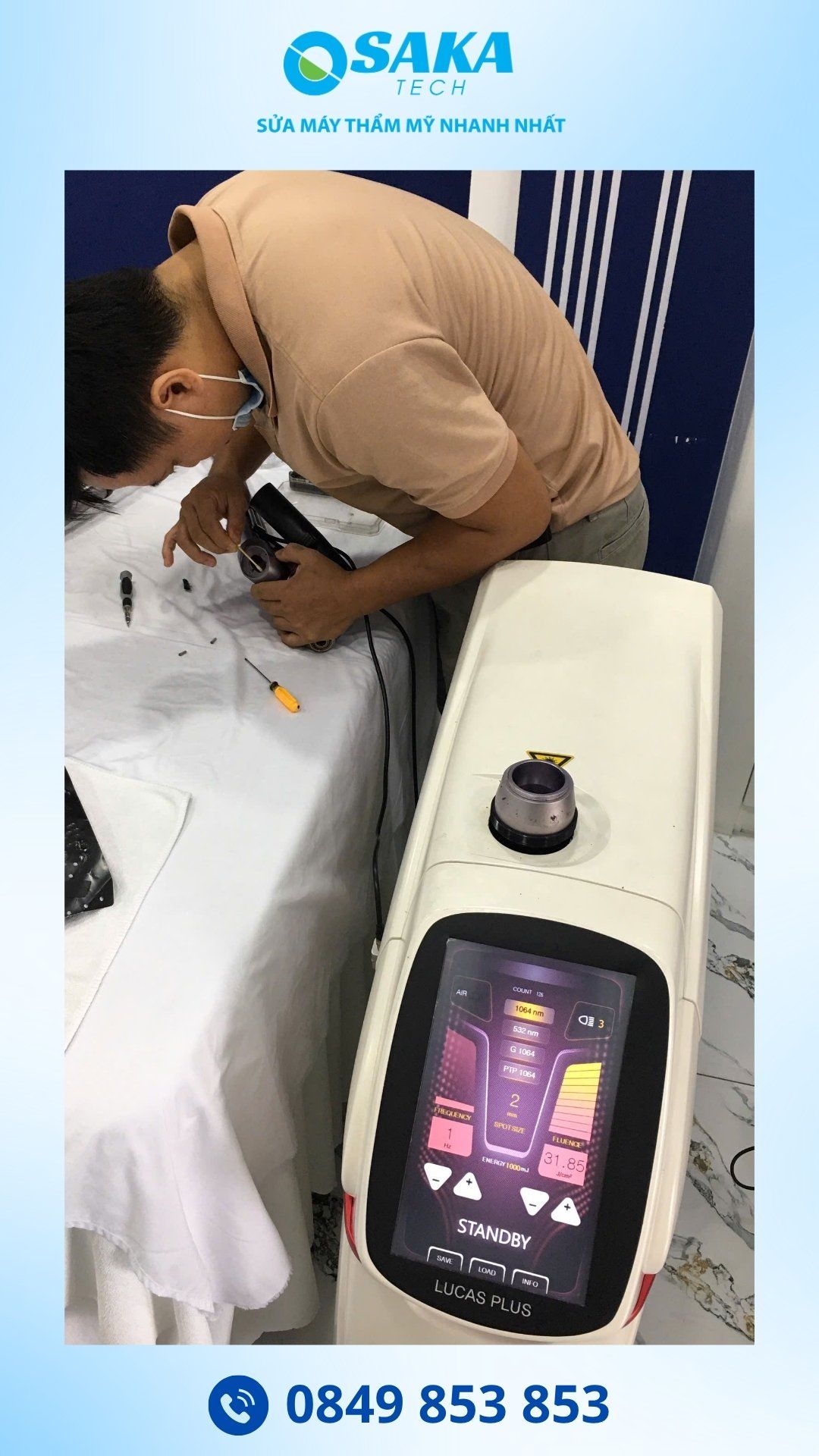 Sửa Máy Laser Trị Nám Lucas Plus Lỗi Trục Khuỷu