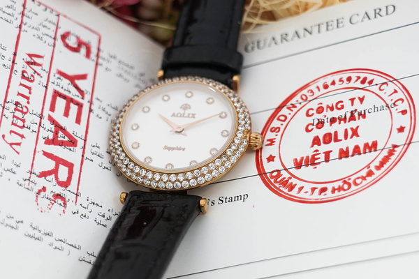 đồng hồ nữ dây da aolix al-1020l sapphire bảo hành chính hãng 5 năm